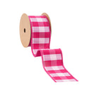 2 1/2" Wired Ribbon | Pink/White Medium Check w/ Pink Backing | 10 Yard Roll