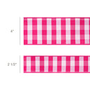 2 1/2" Wired Ribbon | Pink/White Medium Check w/ Pink Backing | 10 Yard Roll