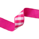 2 1/2" Wired Ribbon | Pink/White Medium Check w/ Pink Backing | 10 Yard Roll
