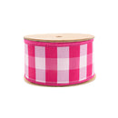 2 1/2" Wired Ribbon | Pink/White Medium Check w/ Pink Backing | 10 Yard Roll