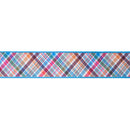 2 1/2" Wired Ribbon | Earth Tone Plaid Bias Cut w/ Blue Backing | 10 Yard Roll