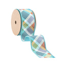 2 1/2" Wired Ribbon | Multi Plaid Bias Cut w/ Blue Backing | 10 Yard Roll