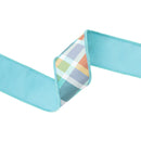 2 1/2" Wired Ribbon | Multi Plaid Bias Cut w/ Blue Backing | 10 Yard Roll