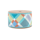 2 1/2" Wired Ribbon | Multi Plaid Bias Cut w/ Blue Backing | 10 Yard Roll