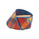 2 1/2" Wired Ribbon | Large Orange/Teal Plaid Bias Cut w/ Blue Backing | 10 Yard Roll