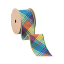 2 1/2" Wired Ribbon | Fall Plaid Bias Cut w/ Moss Backing | 10 Yard Roll