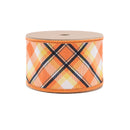 2 1/2" Wired Ribbon | Halloween Plaid Bias Cut w/ Orange Backing | 10 Yard Roll