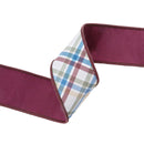 2 1/2" Wired Ribbon | Green/Brown/Blue Plaid Bias Cut w/ Brown Backing | 10 Yard Roll