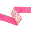 1 1/2" Wired Dupioni Ribbon | Pink Flower Trim | 5 Yard Roll