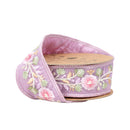 1 1/2" Wired Dupioni Ribbon | Lavender Flower Trim | 5 Yard Roll