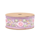1 1/2" Wired Dupioni Ribbon | Lavender Flower Trim | 5 Yard Roll
