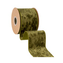 4" Wired Heritage Velvet Ribbon | Moss | 10 Yard Roll