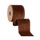4" Wired Heritage Velvet Ribbon | Brown | 10 Yard Roll