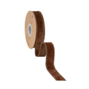 1" Wired Heritage Velvet Ribbon | Brown | 10 Yard Roll
