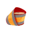 4" Wired Velvet Ribbon | Orange with Checkerboard Pattern w/ Red Backing | 10 Yard Roll