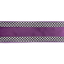 4" Wired Velvet Ribbon | Purple with Checkerboard Pattern w/ Purple Backing | 10 Yard Roll
