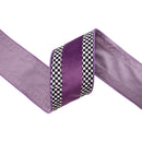 4" Wired Velvet Ribbon | Purple with Checkerboard Pattern w/ Purple Backing | 10 Yard Roll
