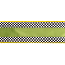 4" Wired Velvet Ribbon | Green with Checkerboard Pattern w/ Yellow Backing | 10 Yard Roll