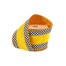 4" Wired Velvet Ribbon | Yellow with Checkerboard Pattern w/ Orange Backing | 10 Yard Roll