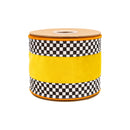 4" Wired Velvet Ribbon | Orange with Checkerboard Pattern w/ Red Backing | 10 Yard Roll