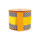 4" Wired Velvet Ribbon | Orange with Checkerboard Pattern w/ Red Backing | 10 Yard Roll