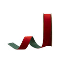 1" Reversible Velvet Ribbon | Red/Green | 10 Yard Roll