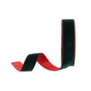 1" Reversible Velvet Ribbon | Green/Red | 10 Yard Roll