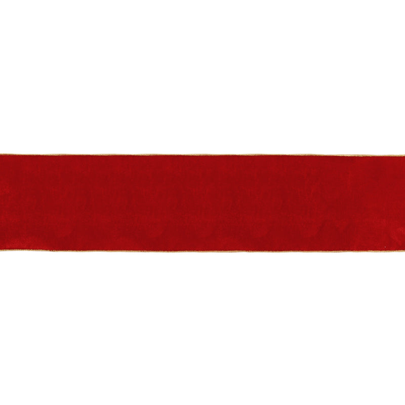 6" Wired Deluxe Reversible Velvet Ribbon | Red | 10 Yard Ribbon