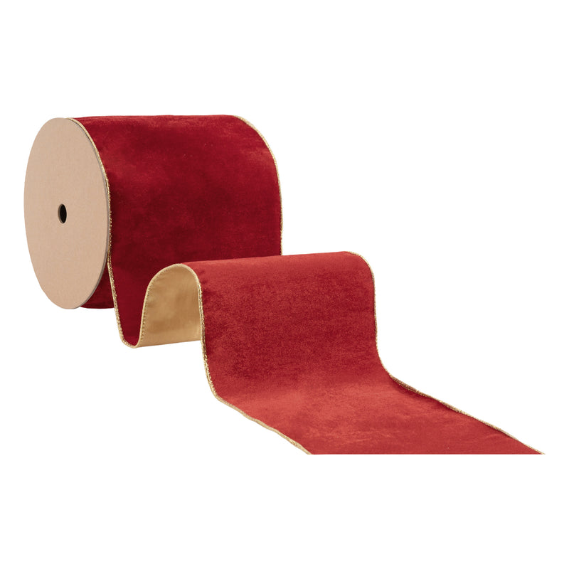 6" Wired Deluxe Reversible Velvet Ribbon | Red | 10 Yard Ribbon