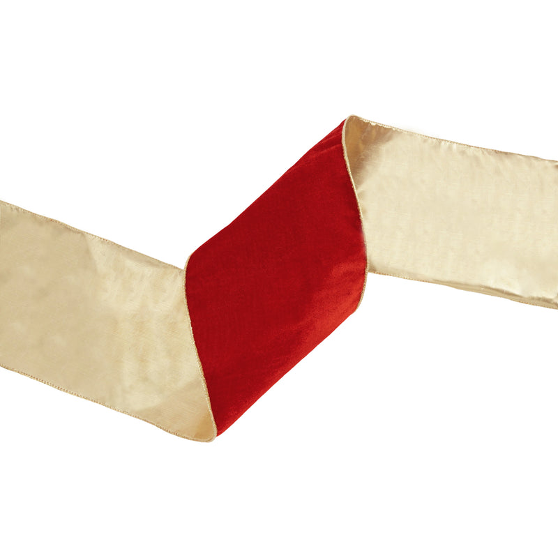 6" Wired Deluxe Reversible Velvet Ribbon | Red | 10 Yard Ribbon