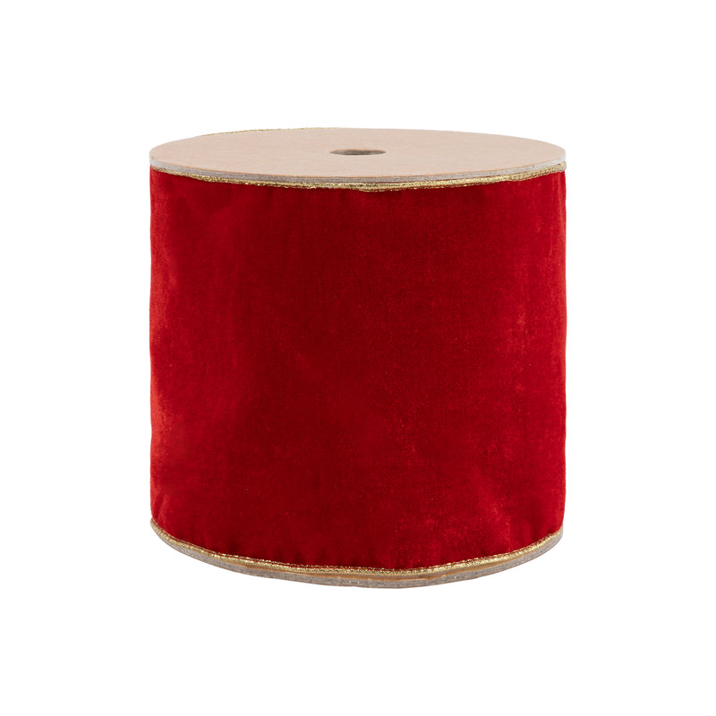6" Wired Deluxe Reversible Velvet Ribbon | Red | 10 Yard Ribbon