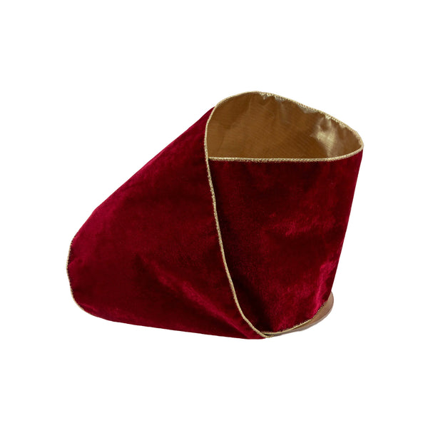 6" Wired Deluxe Reversible Velvet Ribbon | Scarlet | 10 Yard Ribbon