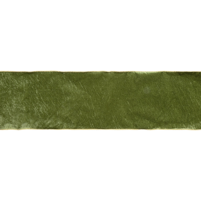 6" Wired Deluxe Reversible Velvet Ribbon | Moss | 10 Yard Ribbon