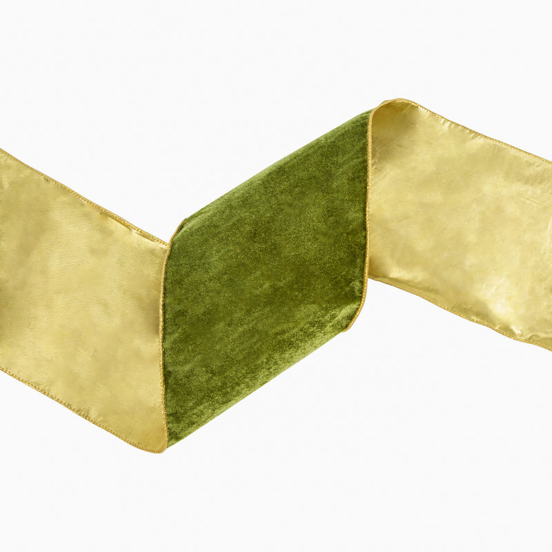 6" Wired Deluxe Reversible Velvet Ribbon | Moss | 10 Yard Ribbon