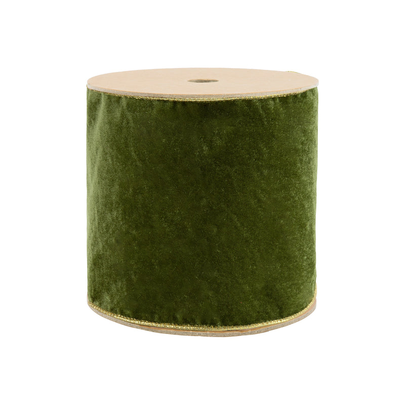 6" Wired Deluxe Reversible Velvet Ribbon | Moss | 10 Yard Ribbon
