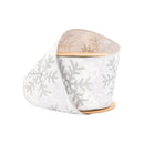 4" Wired Velvet | Glitter Snowflake with Jewel on White | 10 Yard Roll