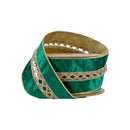 2 1/2" Wired Velvet | Criss-Cross Jeweled with Green Velvet Backing | 10 Yard Roll