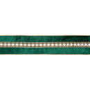 2 1/2" Wired Velvet | Criss-Cross Jeweled with Green Velvet Backing | 10 Yard Roll