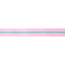 1 1/2" Wired Velvet Ribbon w/ Trim | Pink w/ Blue Trim | 10 Yard Roll