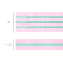 1 1/2" Wired Velvet Ribbon w/ Trim | Pink w/ Blue Trim | 10 Yard Roll