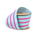 4" Wired Velvet Ribbon w/ Trim | Blue w/ Pink Trim | 10 Yard Roll