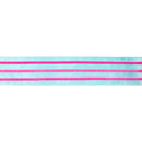 4" Wired Velvet Ribbon w/ Trim | Blue w/ Pink Trim | 10 Yard Roll