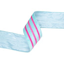 4" Wired Velvet Ribbon w/ Trim | Blue w/ Pink Trim | 10 Yard Roll