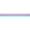1 1/2" Wired Velvet Ribbon w/ Trim | Blue w/ Pink Trim | 10 Yard Roll