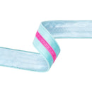 1 1/2" Wired Velvet Ribbon w/ Trim | Blue w/ Pink Trim | 10 Yard Roll