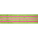4" Wired Velvet Ribbon w/ Trim | Green w/ Pink Trim | 10 Yard Roll