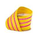 4" Wired Velvet Ribbon w/ Trim | Yellow w/ Pink Trim | 10 Yard Roll