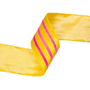 4" Wired Velvet Ribbon w/ Trim | Yellow w/ Pink Trim | 10 Yard Roll