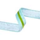1 1/2" Wired Velvet Ribbon w/ Trim | Blue w/ Green Trim | 10 Yard Roll