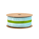 1 1/2" Wired Velvet Ribbon w/ Trim | Blue w/ Green Trim | 10 Yard Roll